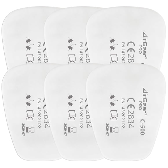 Filtros de respirador AirGearPro C-500 P2 (paquete de 6)