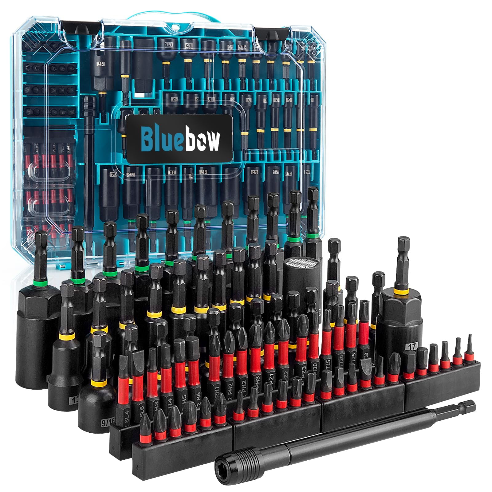 Set De Llaves De Tuercas Bluebow 80 Piezas Magnético De Impacto Métrico Y Sae