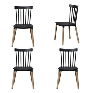 Topdeco - Pack 4 Sillas Windsor Comedor Negro, Terraza, Bozzo