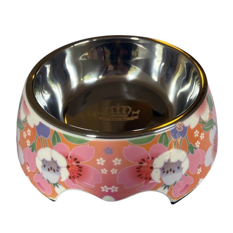 Royal Pet - Plato Acero Inoxidable Para Perro Gato Bowl Rosado Flores