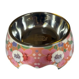 Royal Pet - Plato Acero Inoxidable Para Perro Gato Bowl Rosado Flores