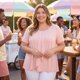 thumbnail image 3 of GRACIA Y GRANDEZA Blusas de Mujer Tallas Grandes Mangas Cortas Plisadas Cuello Redondo Casual Volante Tops de Verano 4X Rosa, 3 of 7