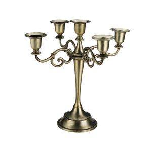 Magideal - Candelabro Cónico De 5 Brazos, Candelabro De Pilar Retro Para Vacaciones, Soporte Para Velas Para Decoración Del Día De San Valentín De Aniversario Dorado