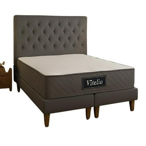 Vitelio - Cama + Colchon Europea Gris 2 Plazas