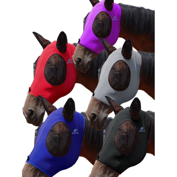 Máscara Antimoscas Para Caballo Paquete De 5 Protección Uv Talla Grande