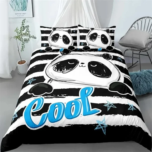 x966 Bed SheetsCute Panda Duvet Cover Cartoon Animal Bedding Set Microfiber Giant Panda Comforter Cover Twin For Kids Girls Teen Kawaii Bedroom 3-Piece Bedding Set (1 Duvet Cover + 2 Pillow Shams) nj9