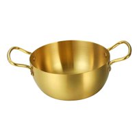 Bothyi - Olla De Ramen Coreana Olla Caliente Pequeña Olla Para Freír Olla Para Carne Olla De Cocina Multiusos 16 Cm Dorado