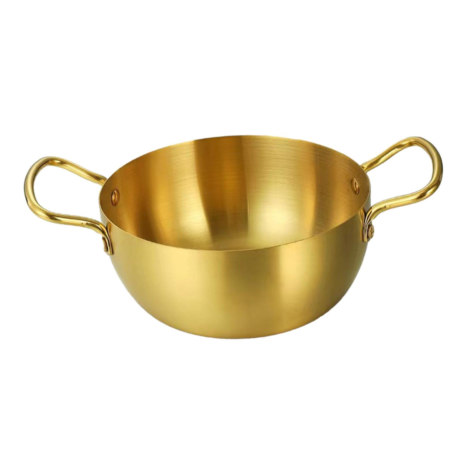 Bothyi - Olla De Ramen Coreana Olla Caliente Pequeña Olla Para Freír Olla Para Carne Olla De Cocina Multiusos 16 Cm Dorado