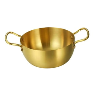 Bothyi - Olla De Ramen Coreana Olla Caliente Pequeña Olla Para Freír Olla Para Carne Olla De Cocina Multiusos 20 Cm Dorado