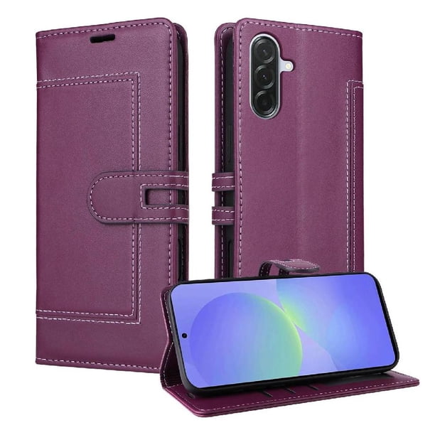 Premium Wallet Case for Samsung Galaxy A56 with Card Slots & Kickstand, Flip Cover Purple