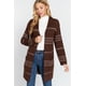 thumbnail image 1 of Cárdigan Suéter Abierto a Rayas Dolman Slv Marrón/crema L, 1 of 5