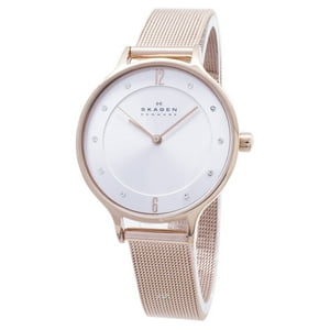 Reloj Skagen Anita Silver Dial Crystal Rose Gold-Tone Mesh