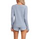 thumbnail image 3 of INSPIRE CHIC Conjunto de pijama de manga larga para mujer, conjunto de salón de mezcla de rayón suave con pantalones cortos, bolsillos y cintura elástica, talla S, azul, 3 of 6
