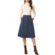 thumbnail image 2 of INSPIRE CHIC Falda Midi de Pana de Cintura Alta para Mujer, Línea A, con Botones al Frente, Plisada, con Cinturón y Bolsillos, Azul Oscuro L, 2 of 6