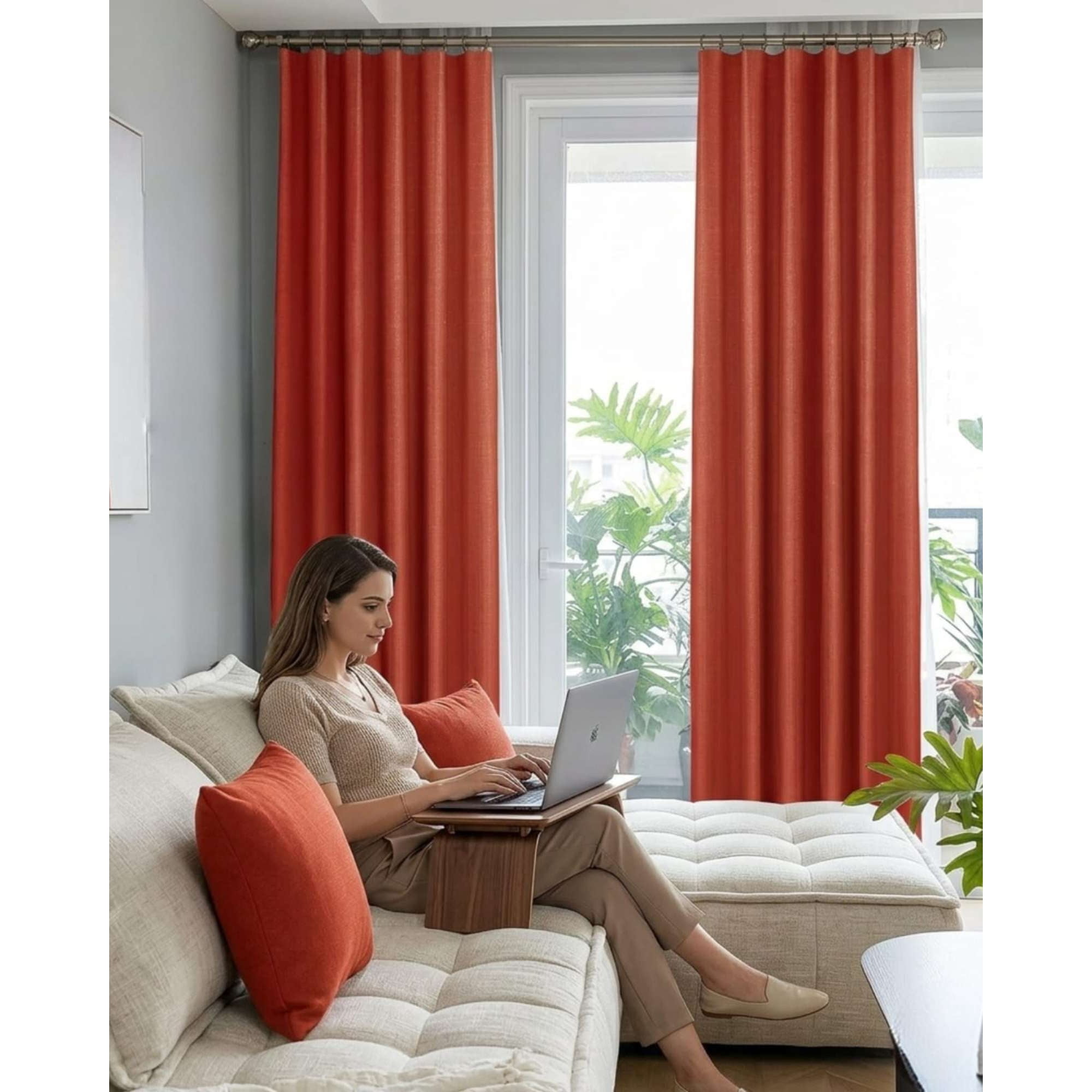 Mylhogar - Set De Cortinas Blackout Engomadas Modernas De Lujo