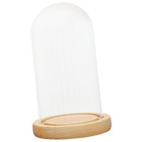 Magideal - Soporte De Cubierta De Cúpula De Vidrio Transparente Con Base De Madera Decoración De Almacenamiento De Exhibición Redonda Práctica Cubierta De Postre 12X25Cm