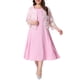 thumbnail image 1 of Agnes Orinda Vestido de Línea A de Manga Corta para Mujer de Talla Grande y Chaqueta de Encaje con Manga 3/4 Floral Abierta al Frente Elegante Conjunto de Vestido Formal de 2 Piezas 2X Rosa, 1 of 6