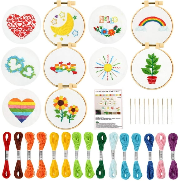 Kits de bordado para principiantes Pollieay para niños de 7 a 13 años con instruc.