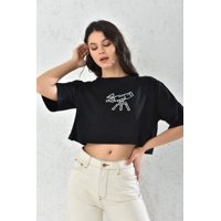 Home Fashion - Polera Mujer Negra Crop Manga Corta Talla Xs
