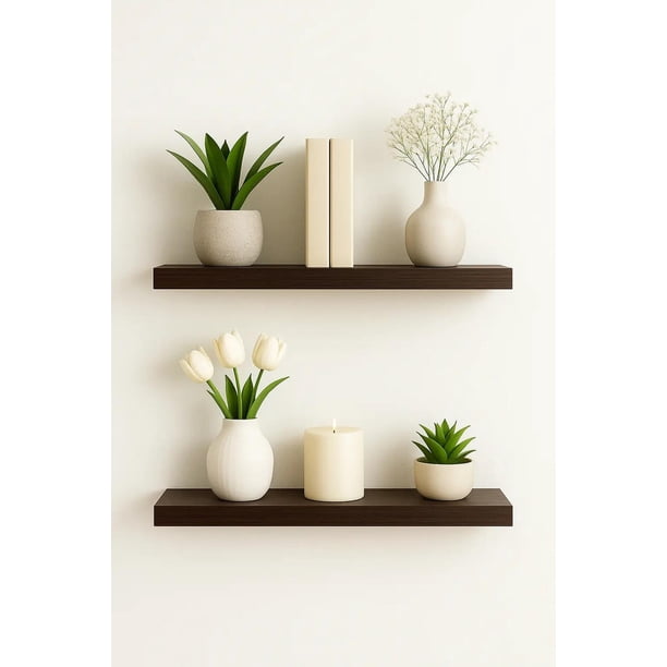 2 Repisa Flotante Dormitorio Baño Estantes Pared Mdf 40x15cm marron