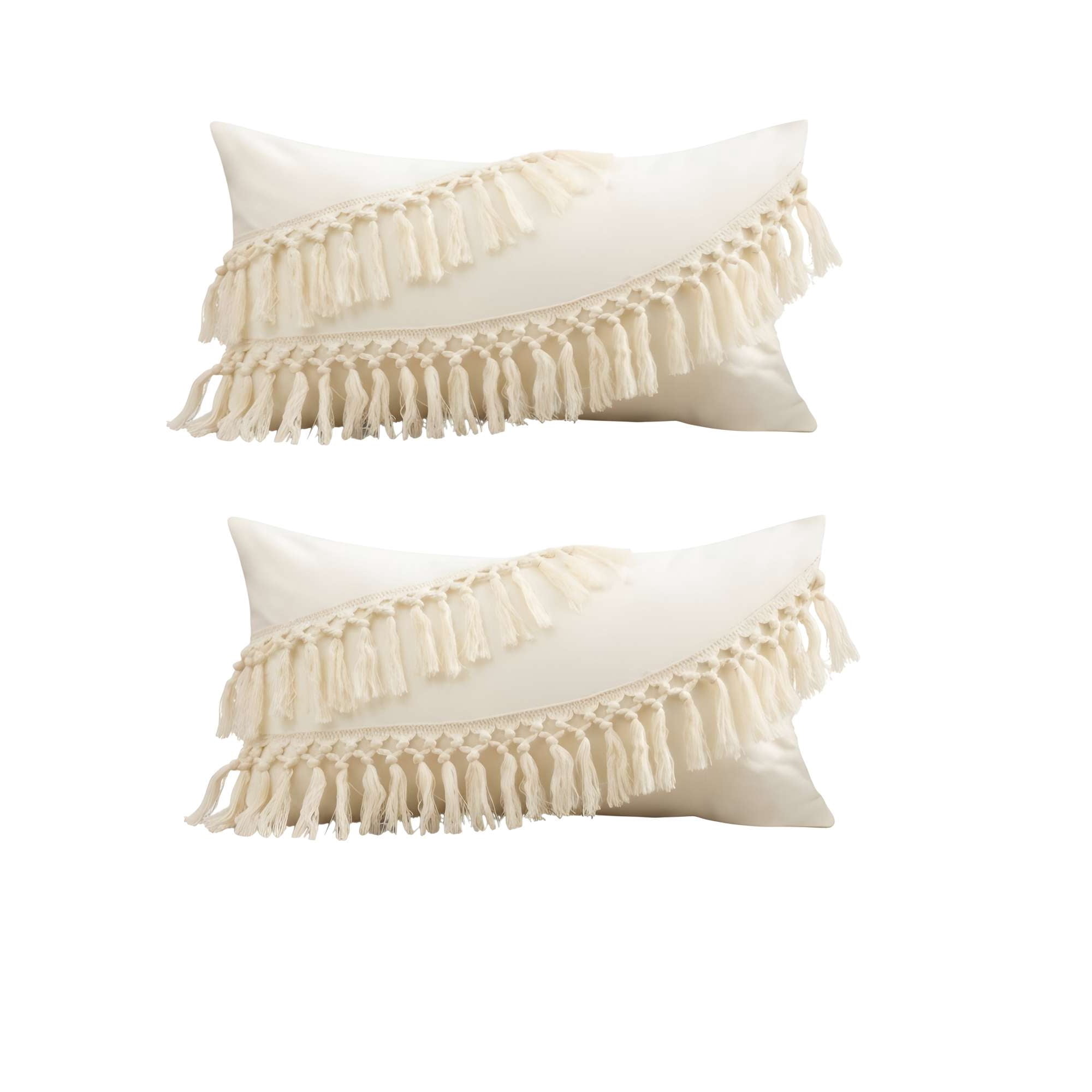 Genérico - Pack De 2 Fundas De Cojin Fleco Lino 30x50 Beige 02