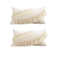 Genérico - Pack De 2 Fundas De Cojin Fleco Lino 30X50 Beige 02