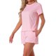 thumbnail image 4 of INSPIRE CHIC Conjuntos de Pijama para Mujer, Camiseta de Manga Corta con Cuello Redondo y Shorts con Volantes, Conjunto de 2 Piezas para Estar en Casa con Bolsillo M Rosa, 4 of 6