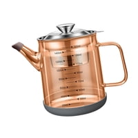 Magideal - Contenedor De Aceite De Cocina, Olla Para Freír, Almacenamiento De Aceite, Hervidor De Vidrio Transparente, Mango Ergonómico Con Colador De Malla Fina 1500Ml