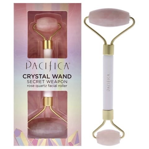 Pacifica - Rodillo Facial De Cuarzo Rosa Con Varita De Cristal