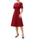 thumbnail image 2 of Vestido de Trabajo INSPIRE CHIC para Mujeres Vestidos Elegantes de Negocios Midi de Manga Corta en Línea A M Rojo, 2 of 6