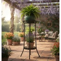 Genérico - Pedestal Para Maceta Maceteros Metalico 2 Niveles Negro 81X34 Cm