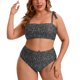 thumbnail image 1 of Agnes Orinda Conjunto de Bikini de Dos Piezas para Mujer Talla Grande de Escuela Colegio con Cintura Alta Ajustable Control de Abdomen Realce para Vacaciones en la Playa Talla 1X Negro, 1 of 6