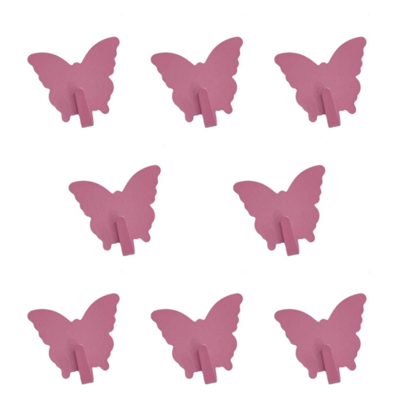 Magideal - 8 Ganchos De Pared Con Forma De Mariposa, Ganchos Para Toallas, Colgadores Decorativos Para Cuadros, Perchero Para Oficina, Dormitorio, Para Colgar Ll Rosa Rojo