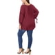 thumbnail image 3 of Agnes Orinda Blusa de Mujer Talla Grande para el Día de San Valentín con Mangas 3/4, Cuello con Lazo, Diseño Hueco, Estilo Campesino para Primavera y Otoño, Talla 2X, Color Burdeos, 3 of 8