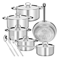 Chefchoice - Bateria Cocina Cacerolas 15 Piezas Juego De Ollas Acero Inoxidable
