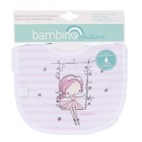 Bambino - Babero De Algodón Impermeable Blanco Niña Rayas Niña