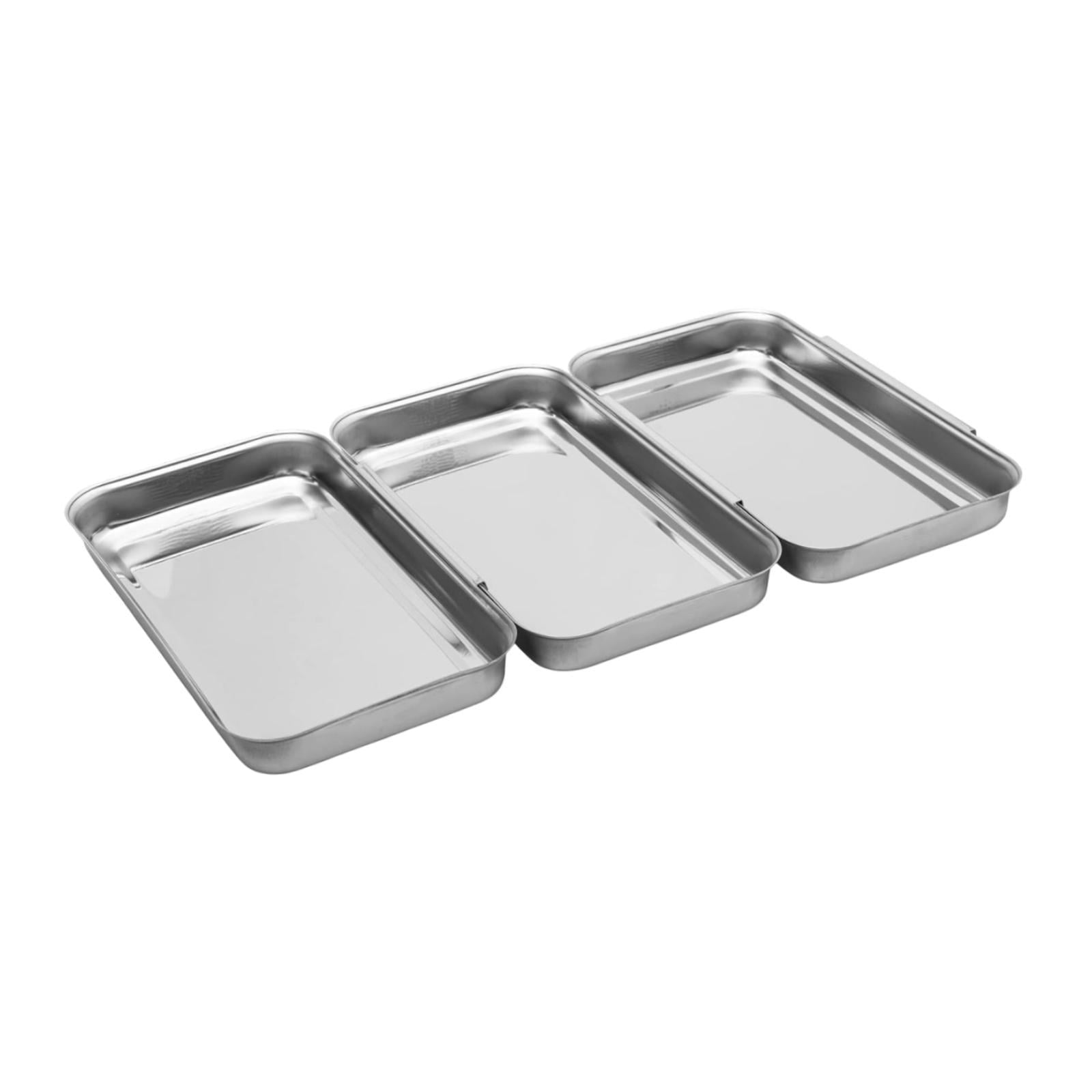 Magideal - Juego De 3 Bandejas Para Empanizar De Acero Inoxidable, Bandejas Para Hornear Coreanas Versátiles, Bandejas Para Hornear Para La Cocina, Herramientas