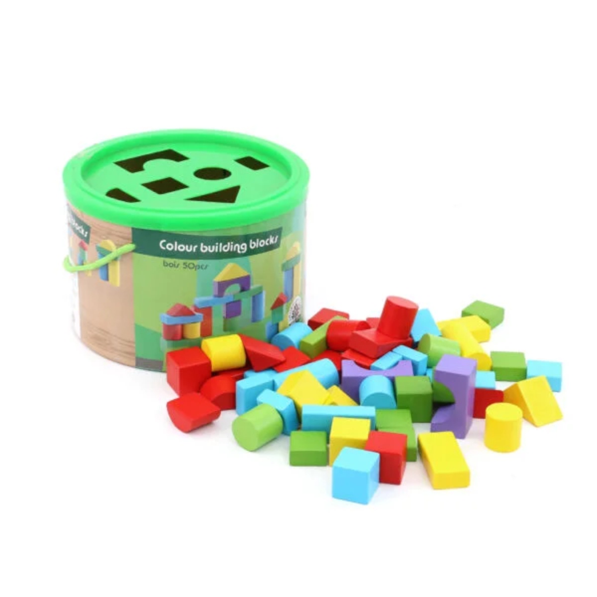 Genérico - Balde 50 Bloques De Madera