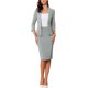 thumbnail image 1 of INSPIRE CHIC Conjunto de Traje de Mujer de 2 Piezas para Regreso a Clases para Maestras, Blazer sin Cuello de Manga 3/4 y Falda Lápiz de Cintura Alta, Conjunto de Trabajo Gris L, 1 of 6