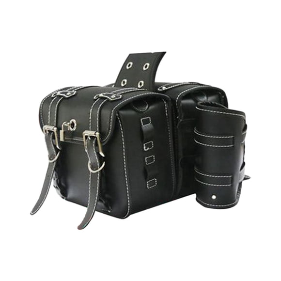 Bolsa para sillín de motocicleta, bolsa de herramientas, 1 par de portavasos de gran capacidad con cerradura, bolsa para sillín, alforja lateral para Negro 26x22x12cm