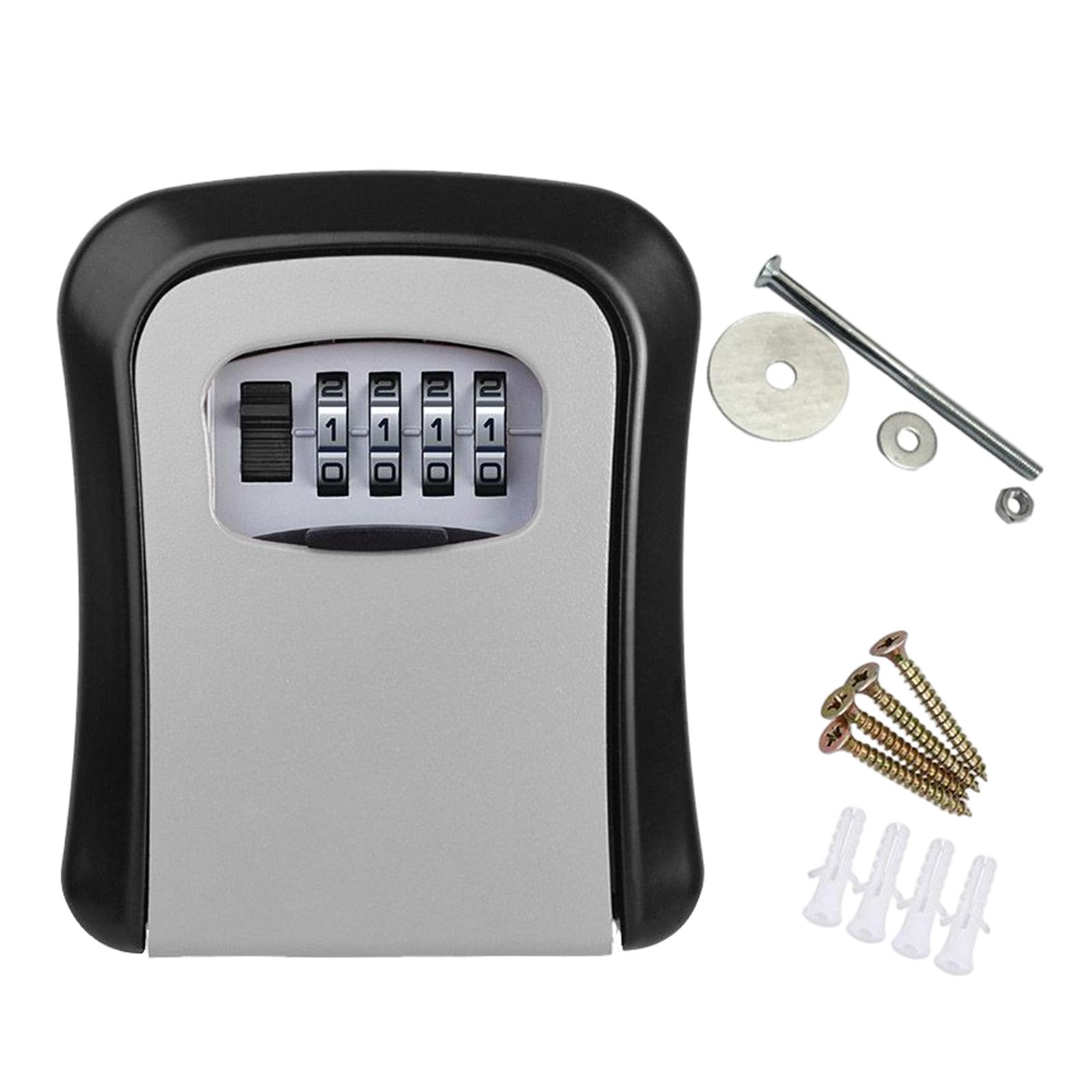 Magideal - Caja De Almacenamiento De Llaves Con Contraseña Cerradura De Combinación De 4 Dígitos Montaje En Pared Material Duradero Aplicable Para Hogar Garaje Jardín Vacaciones Gris