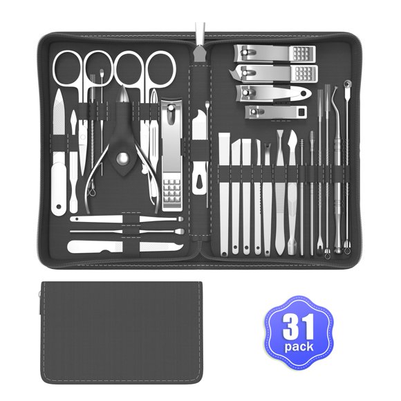 Kit de cortaúñas Cater 31 piezas acero inoxidable negro
