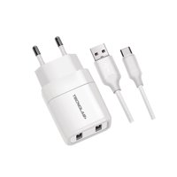 Cargador Pared 2 Puertos Usb + Cable Usb-C Tl044W Tecnolab