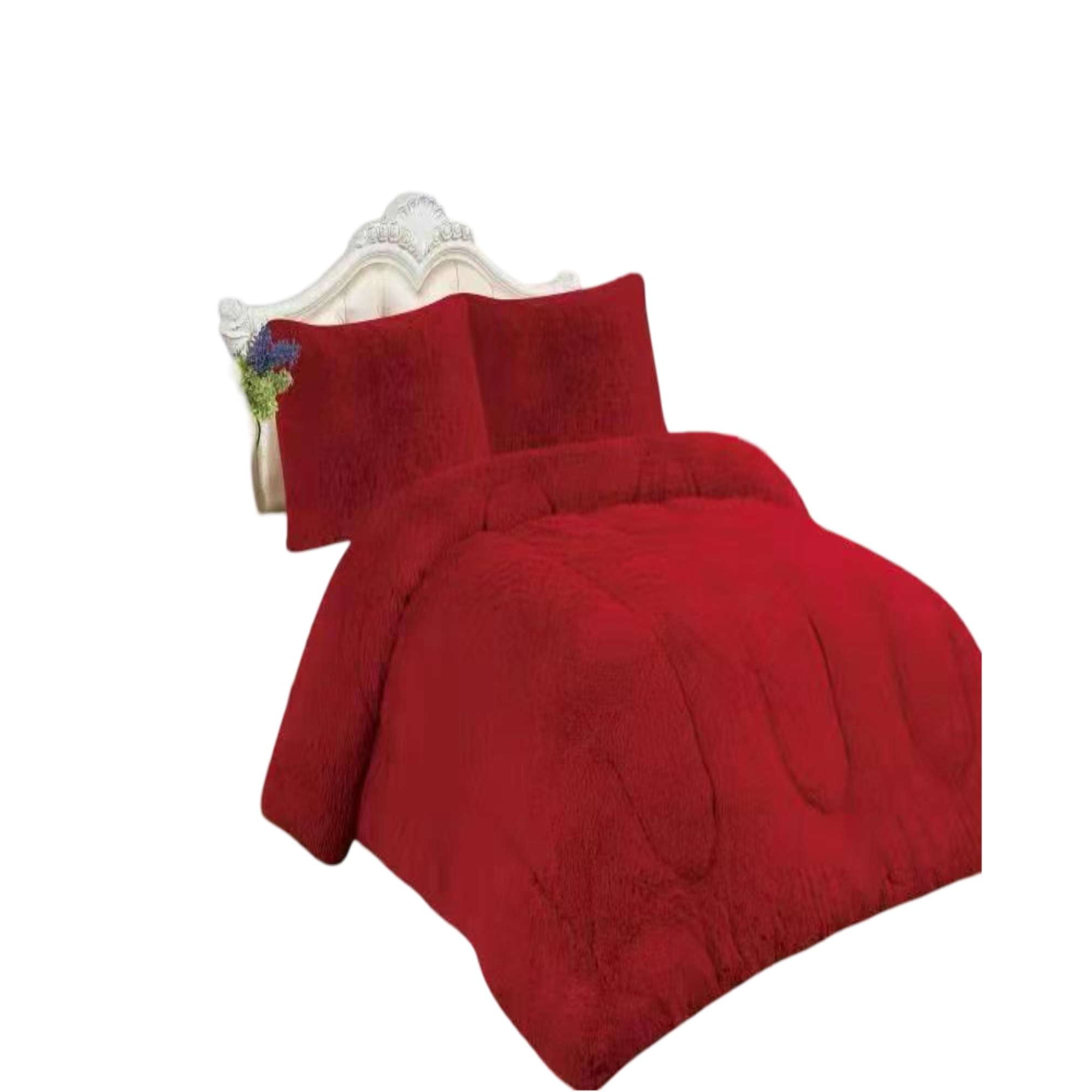 Genérico - Plumon Peludo 2 Plazas Rojo