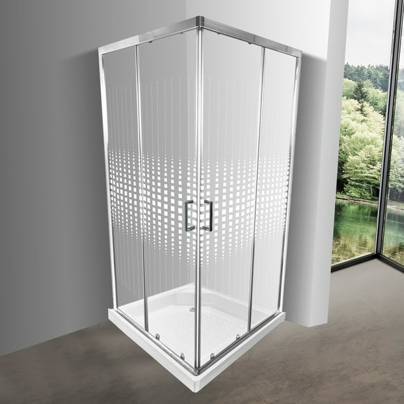 Shower Door Recto Elegant Joytek Cuadros Mosaicos con Receptáculo 90x90 cm