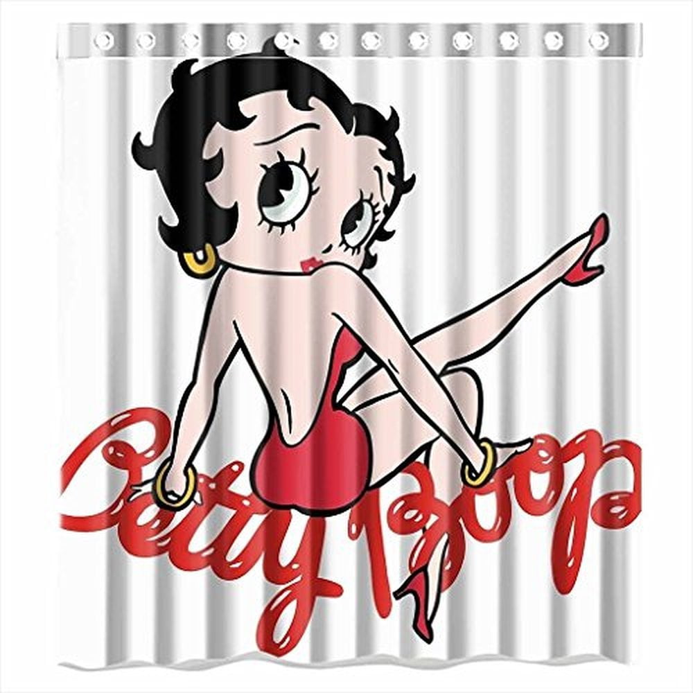 Pinghai - Cortina De Ducha De Betty Boop Con Ganchos (167 X 183 Cm)