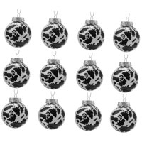 Bothyi - 12 Bolas Navideñas De 2,4 Pulgadas Con Diseño De Vaca, Multifuncionales, Temática Occidental, Color Blanco Y Negro