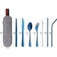 thumbnail image 2 of Utensilios portátiles, juego de cubiertos para viajes y camping, 8 piezas que incluye cuchillo, tenedor, cuchara, palillos, cepillo de limpieza y pajitas, estuche portátil, juego de cubiertos de acero, 2 of 7