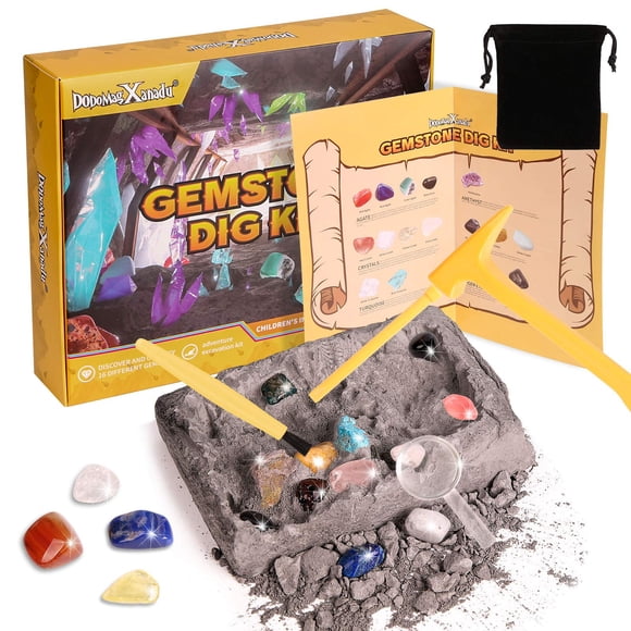 Kit de excavación de gemas DoDoMagxanadu con 16 piedras preciosas reales