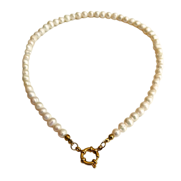 Gargantilla choker Cordelia perlas naturales de rio chapado en oro 18k Riviere